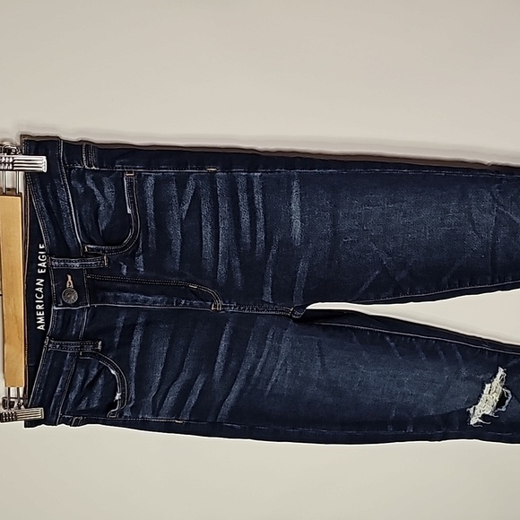 American Eagle next level stretch size 4 dark wash super high rise jeggings - Picture 2 of 8